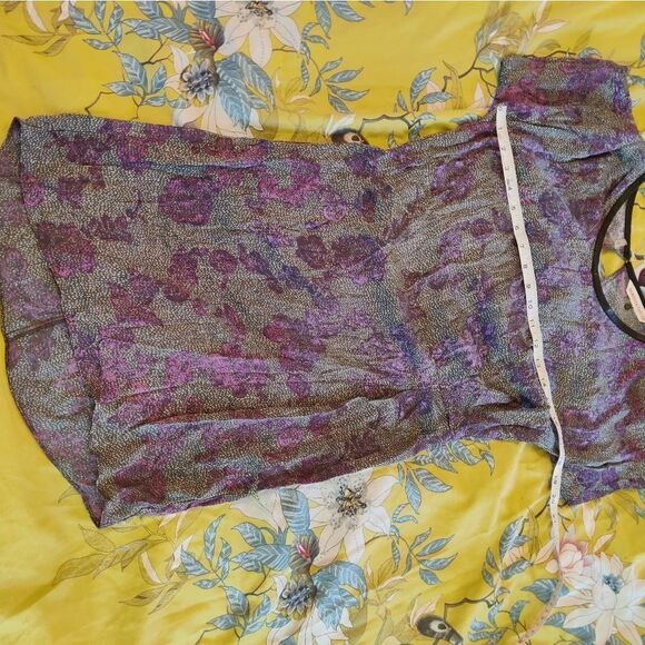 Rebecca Taylor Side Ruched Purple Floral Silk Mini Dress Sz 2 EUC - Picture 3 of 7